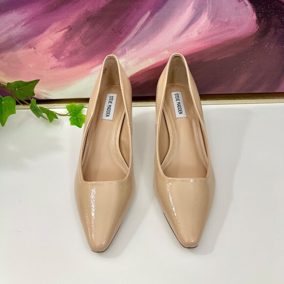 New Steve Madden Womens Pointed Toe Kitten Heel Pumps in Blush Patent 9 - Picture 7 of 13
